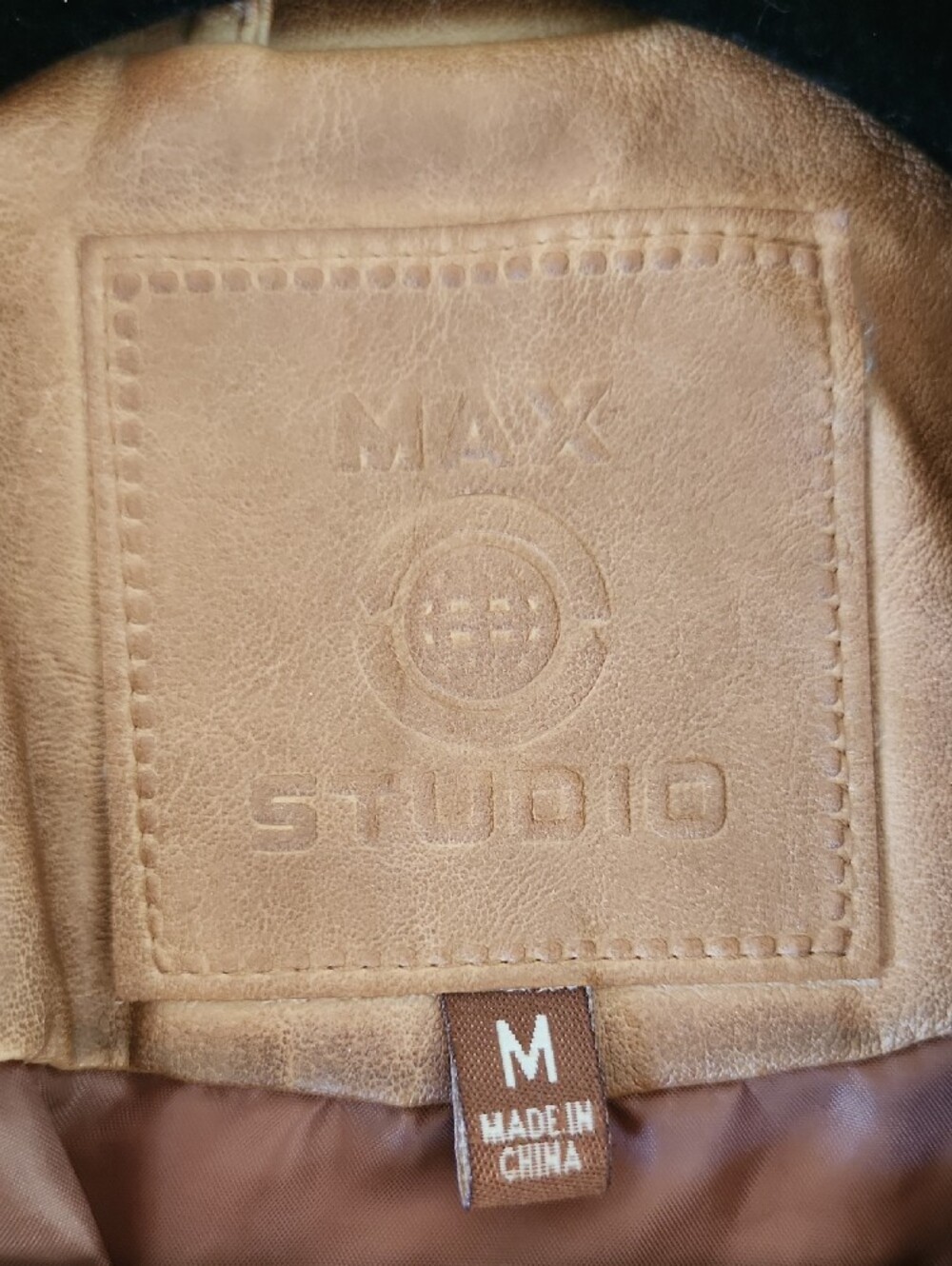 Max Studio Caramel Leather Moto Jacket - Picture 2 of 6